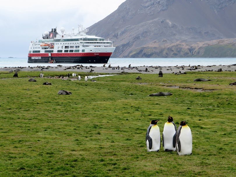 An expedition ship among polar ice